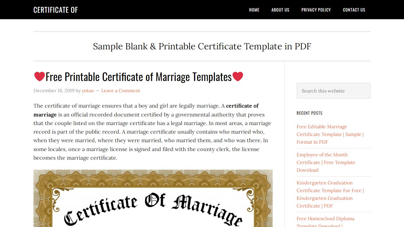 ️Free Printable Certificate of Marriage Templates ️